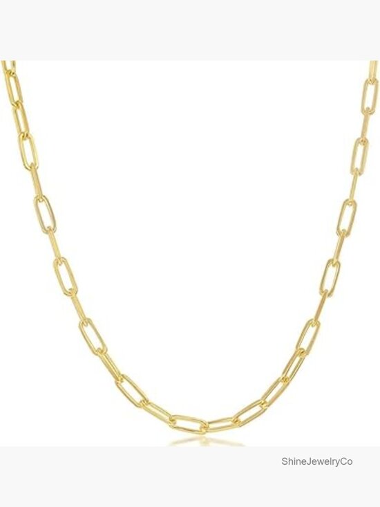Brilliance Fine Jewelry Women Paperclip Chain Necklace for Women | Sterling Silver or 14K Gold Plated | 2.8mm